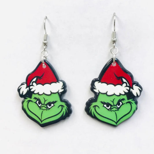 2prs Grinch Earrings, You're A Mean One Mr. Grinch Earring, Acrylic Earrings, Christmas Gift
