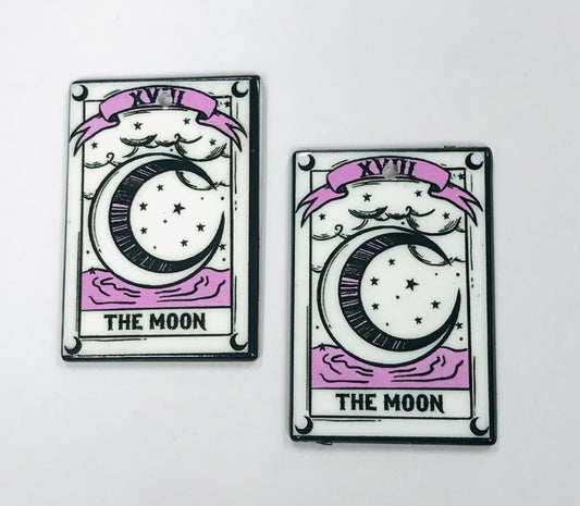 3pcs Tarot Card The Moon Charms, Wholesale Acrylic Charms DIY jewelry making