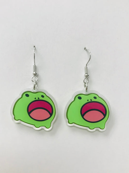 2pairs Acrylic Screaming Frog Earrings