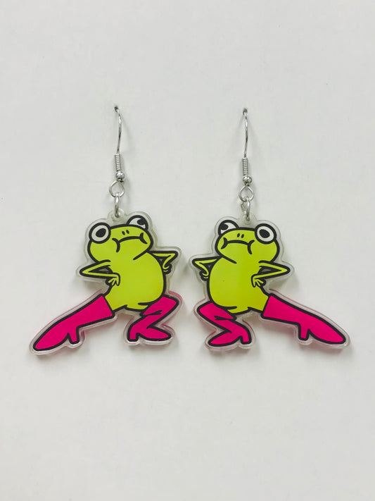 2pairs Acrylic Gymnastics Acrobatic Frog Dancing Earrings