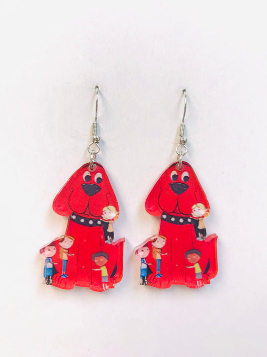 red dog cartoon earrings