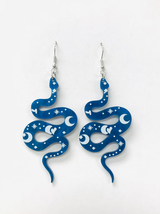 2pairs Blue Acrylic Snake  Earrings