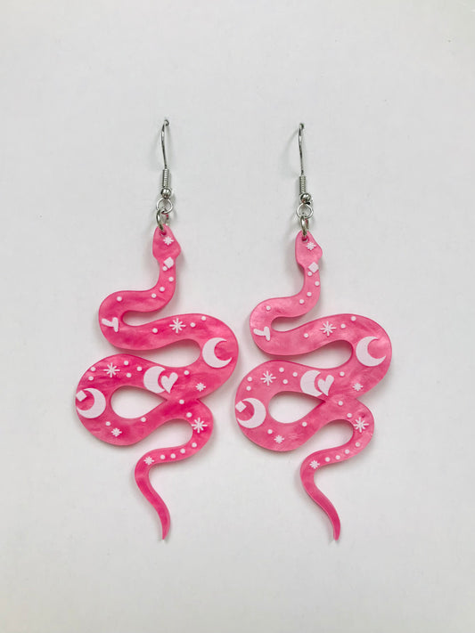 2pairs Pink Acrylic Snake  Earrings