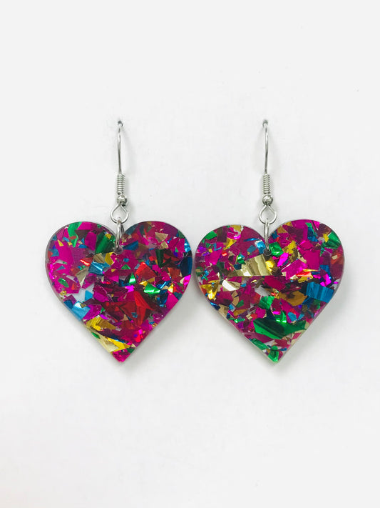 2pairs Acrylic Valentine Heart Earrings