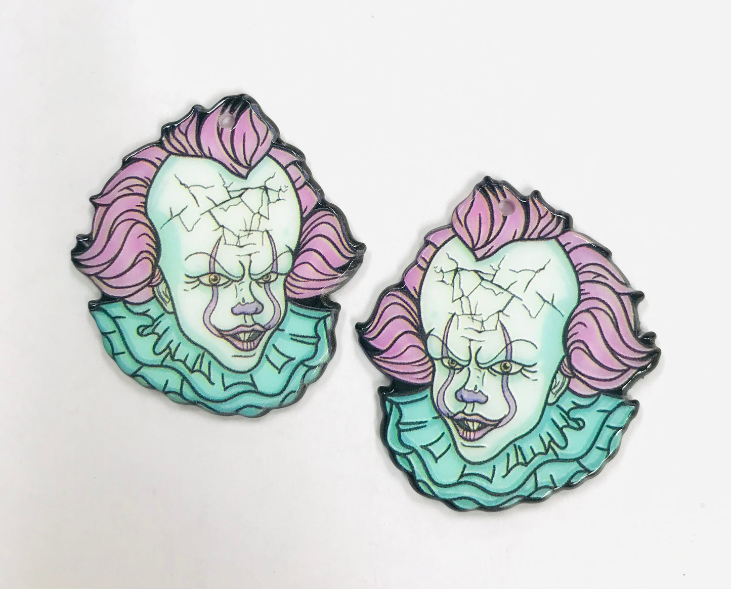 3pcs Pink Clown Horror Movie Icon Charms, Acrylic Charms DIY JEWELRY MAKING
