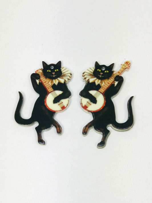 3pcs Banjo Cat Charms, Wholesale Acrylic Charms DIY jewelry making