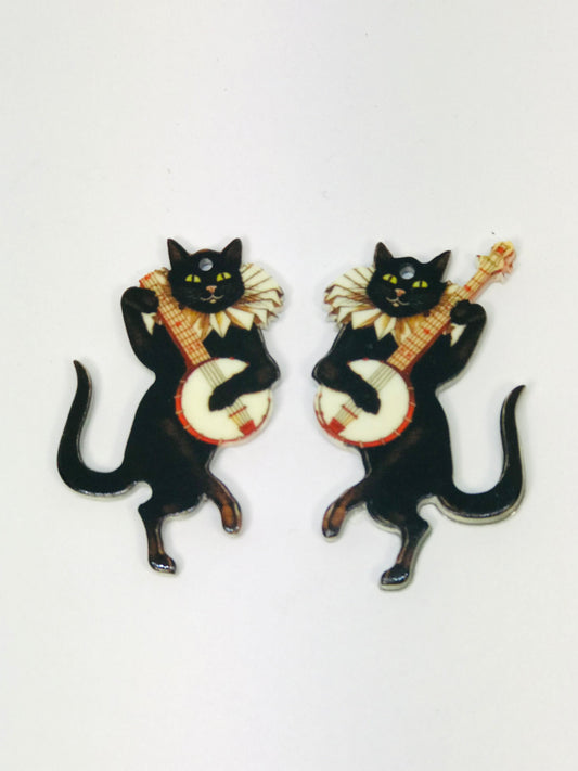 3pcs Banjo Cat Charms, Wholesale Acrylic Charms DIY jewelry making