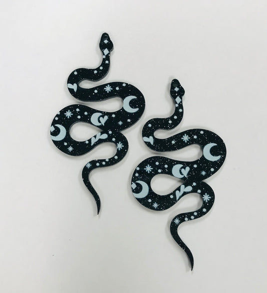 3pcs Black Luna Snake Charms, Acrylic Charms DIY JEWELRY MAKING