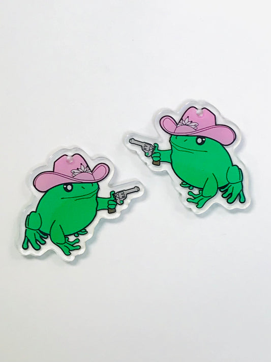 3 pcs Wholesale Acrylic Cowboy Frog Charms, Texas Cowboy Frog Charm, Howdy Frog Charms