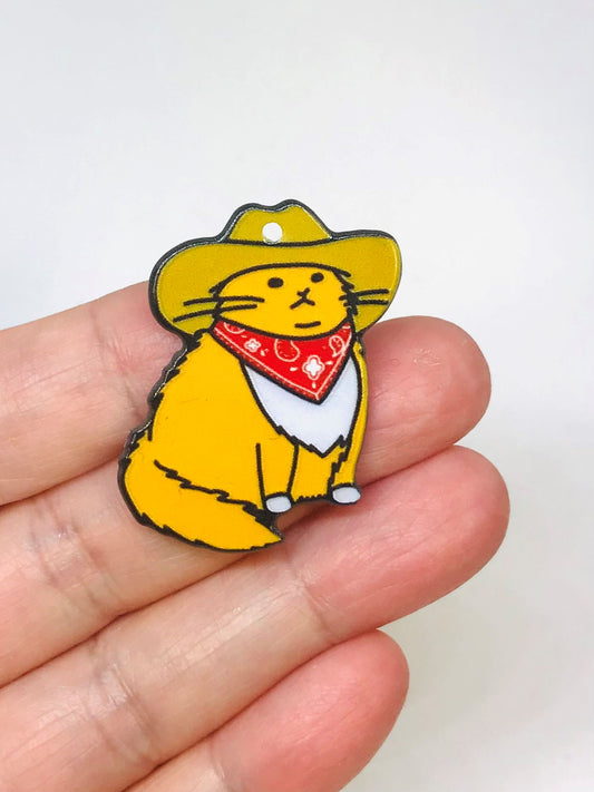 Cowboy Cat Charms, Acrylic Charms, Cowboy Cat Earrings Charms