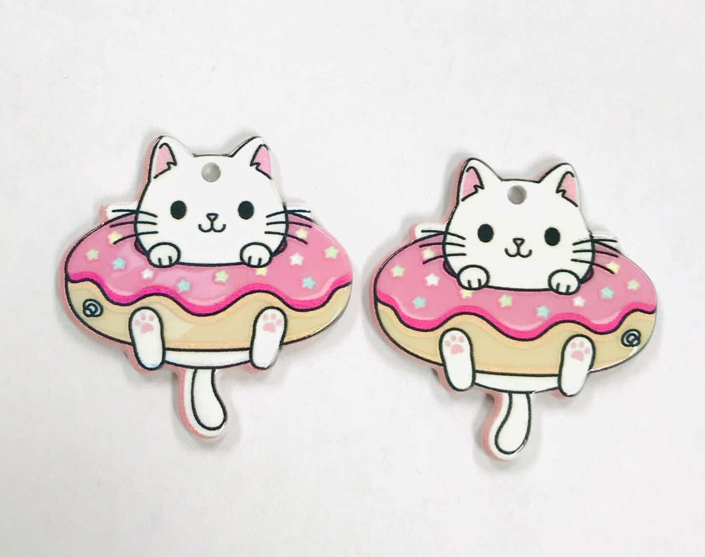 3pcs Donut Cat Charm, Wholesale Acrylic Charm DIY jewelry making