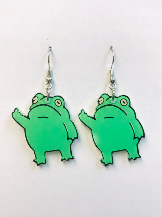 2pairs Acrylic Give Finger Frog Earrings