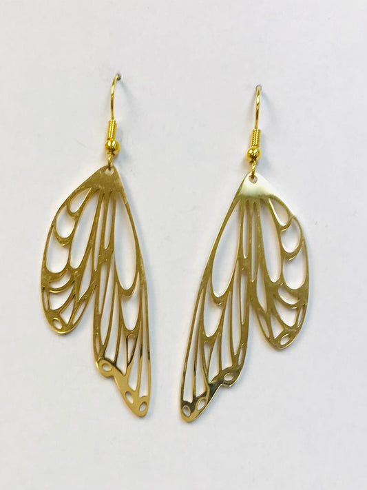 Gold Fairy Wing Earrings, Butterfly wing Earrings Fantasy Gift