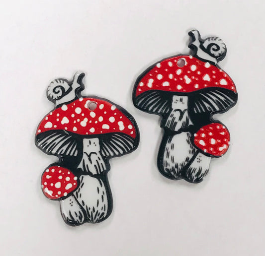 Red Mushroom with Snail Charms, Wholesale Acrylic Charm
