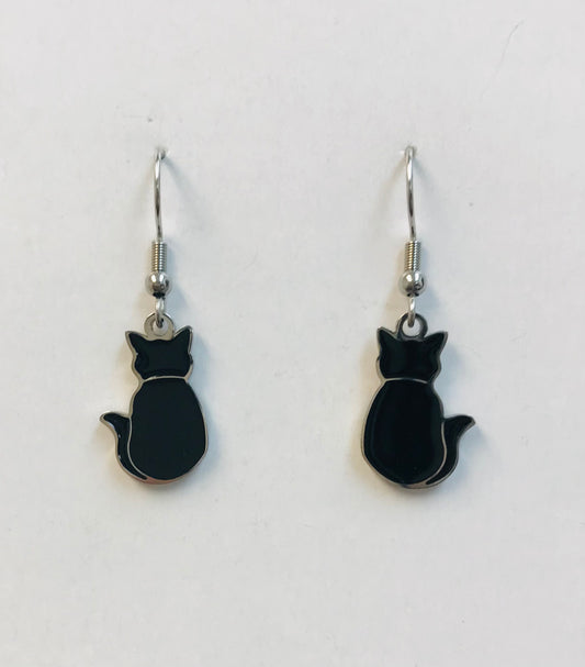 2pairs Black Cat Earrings