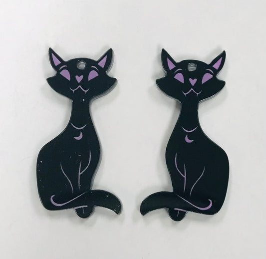 3pcs Wiccan Witchy Black Cat Charms, Wholesale Acrylic Charms DIY jewelry making