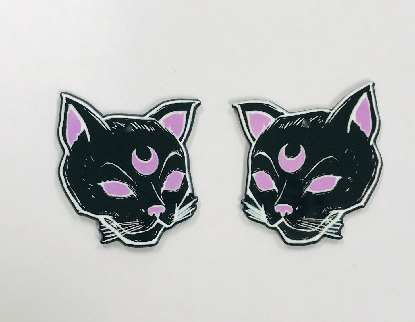 3pcs Wiccan Witch Cat Charm, Acrylic Charms DIY JEWELRY MAKING