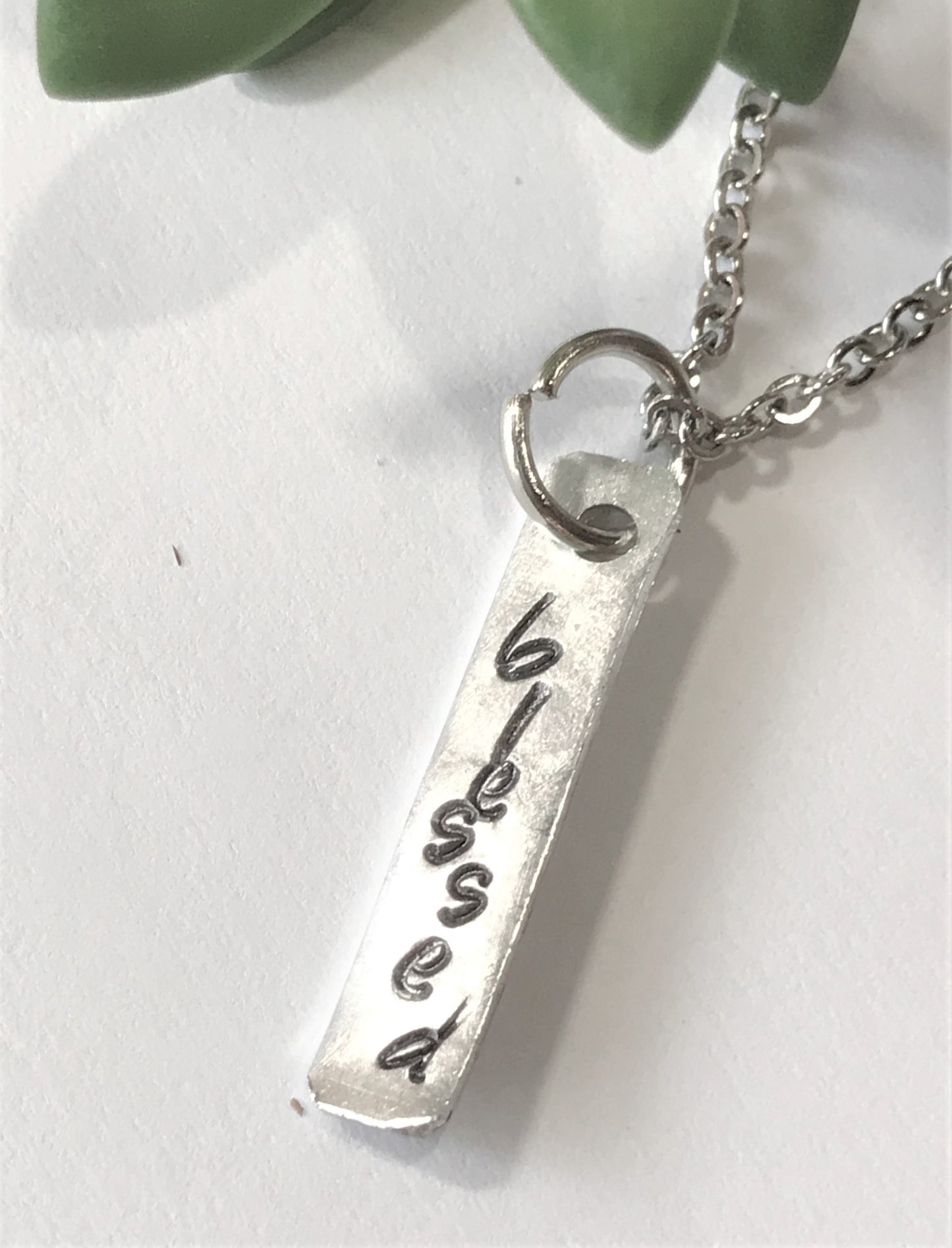 Blessed Charm Necklace Hand Stamped