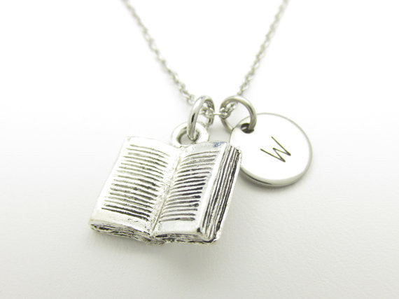 book charm necklace