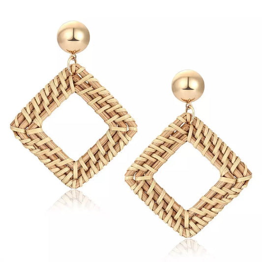 Diamond loop Weave Wicker Earrings
