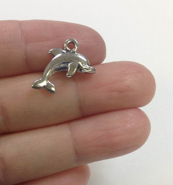 5 Tiny Dolphin Charm, Sea life Charm, Jewelry Findings, Jewelry Supplies