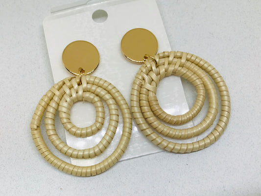 Rattan Triple loop Weave Wicker Earrings
