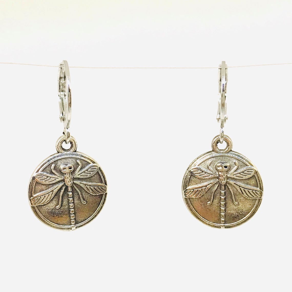 Vintage Dragonfly Coin Earrings