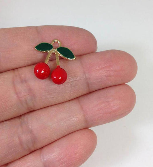 4 Wholesale Red Cherry Charm