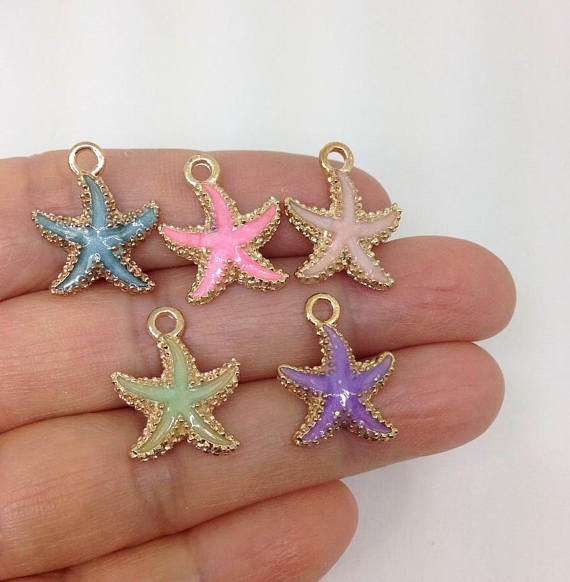 4 Enamel Starfish Charm