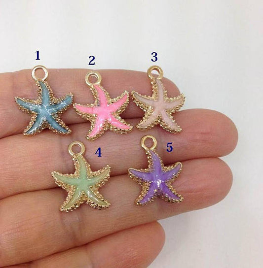 4 Enamel Starfish Charm