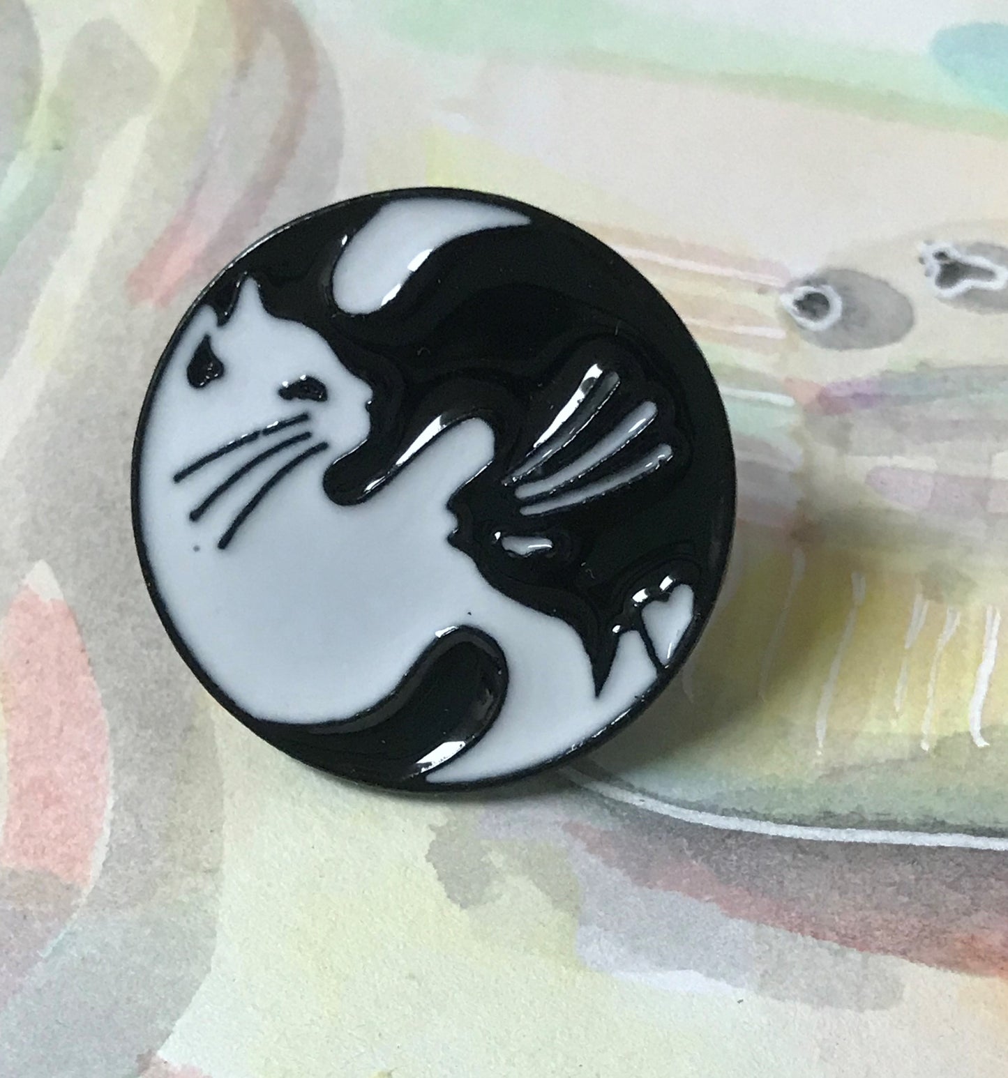 Black White Cat Enamel Pin Wholesale