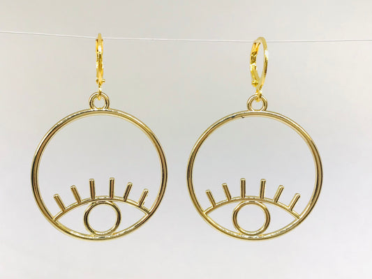 Golden Evil Eye Earrings