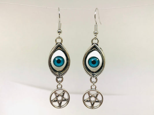 Pentagram Evil Eye Earrings Protection