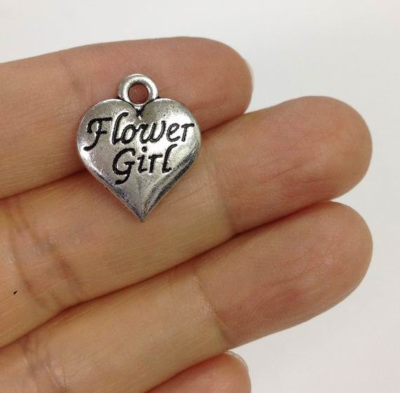 flower girl Heart charm for jewelry making