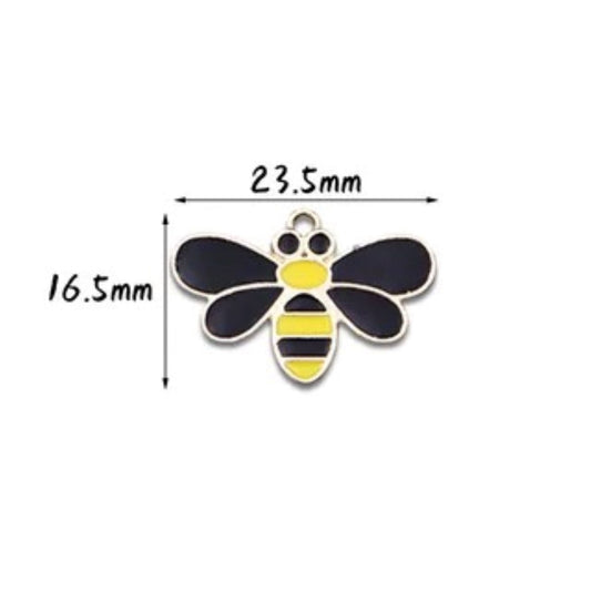 5 Enamel Honey Bee Charms, Bumblebee Charm
