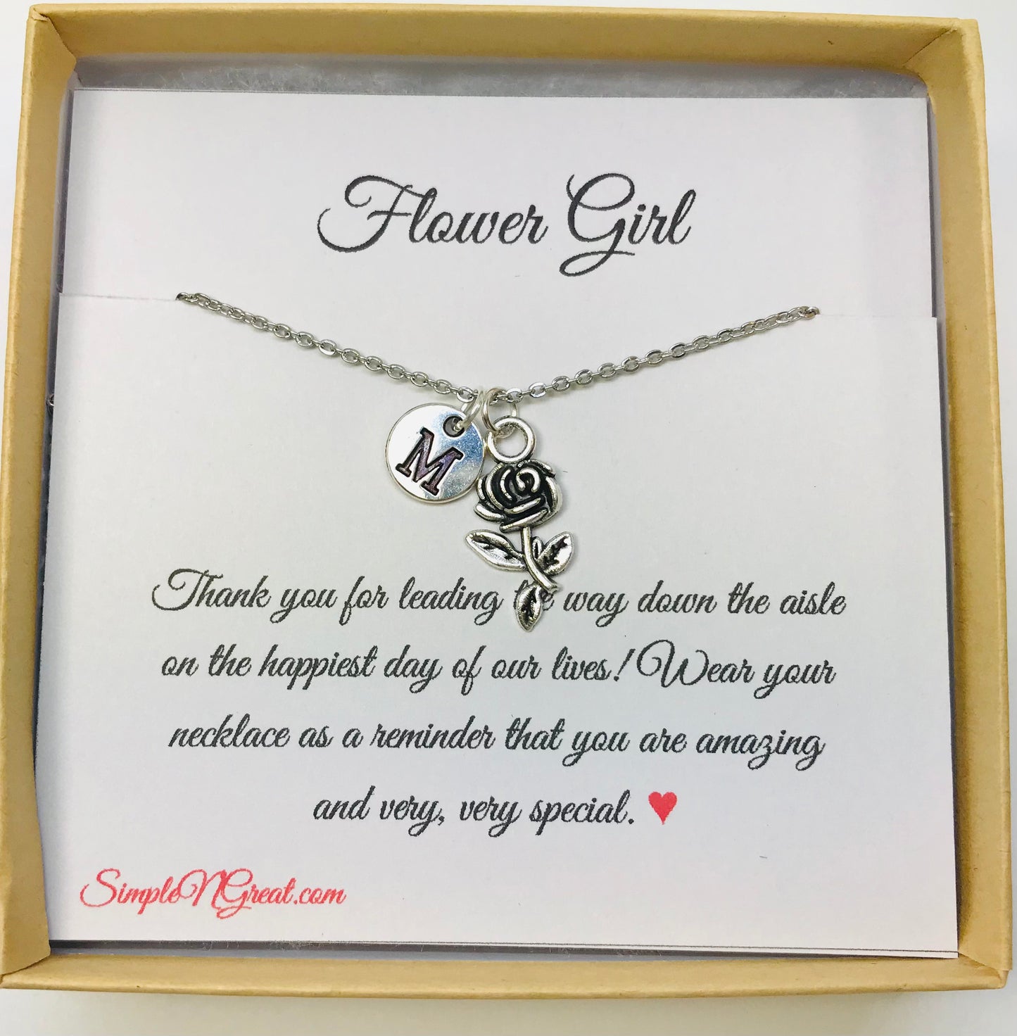 Flower Girl Necklace, Flower Girl Gifts, Rose Necklace