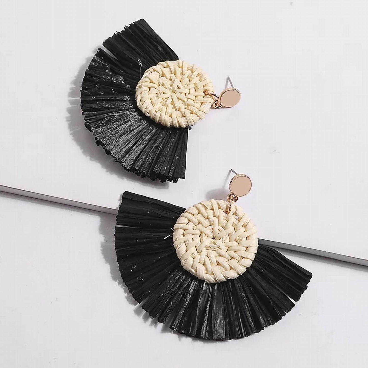Rattan Chandelier Tassel Earrings