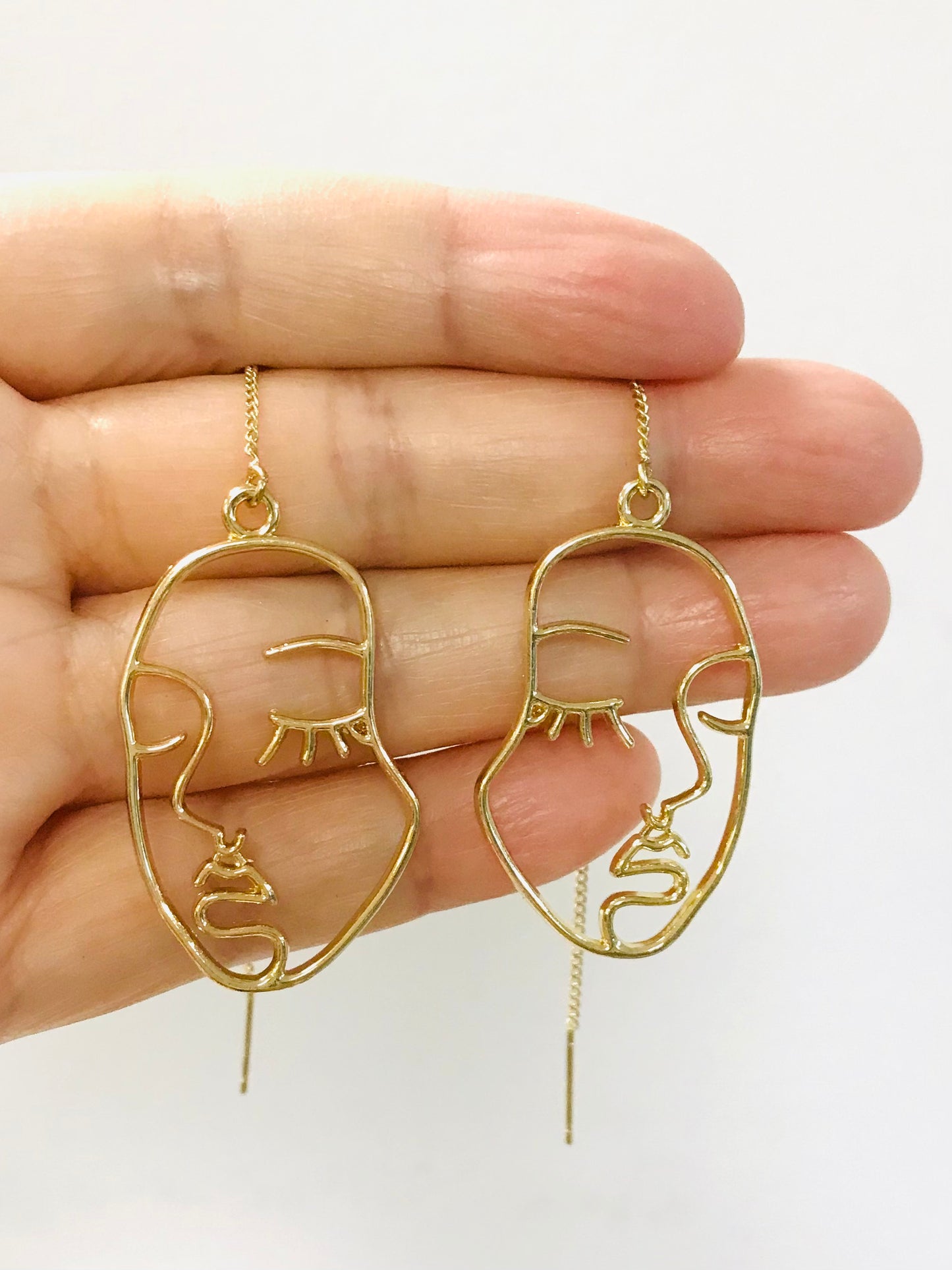 Wholesale Hollow Abstract Face Threaders Earrings