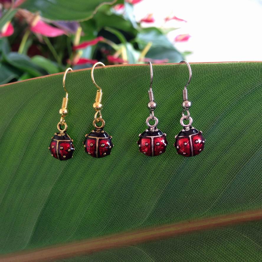 red beetle earrings