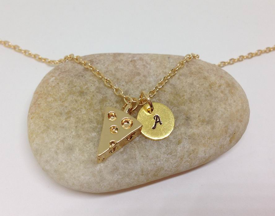 Cheese Initial Personalized Charm Necklace