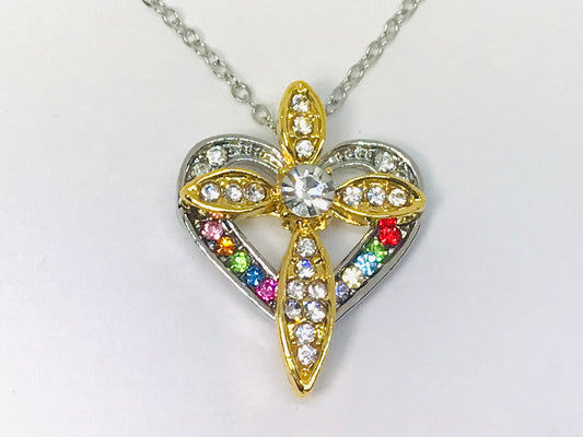 Infinity Cross Heart Necklace Jesus Christian Religious