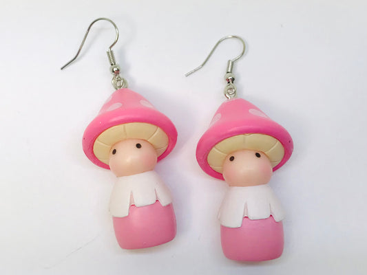 2 Mushroom People Earrings, Cute Mushroom Doll Earring