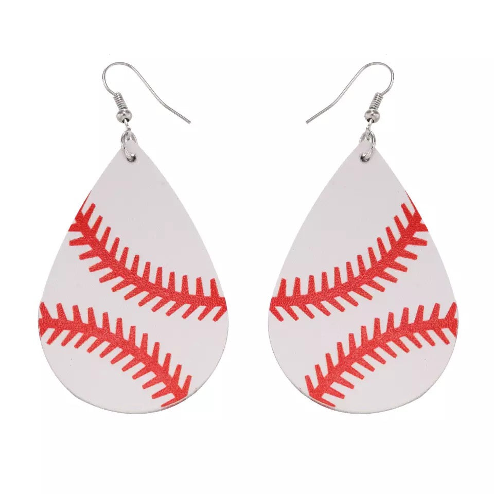 Leather Baseball Earrings Wholesale
