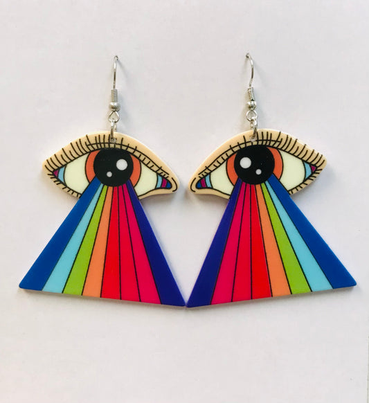 2 Acrylic UFO Third Eye Earrings