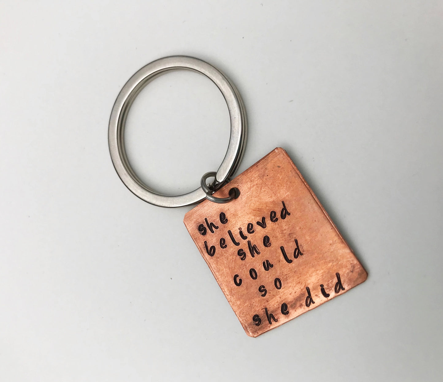 She believed she could handstamp key chain