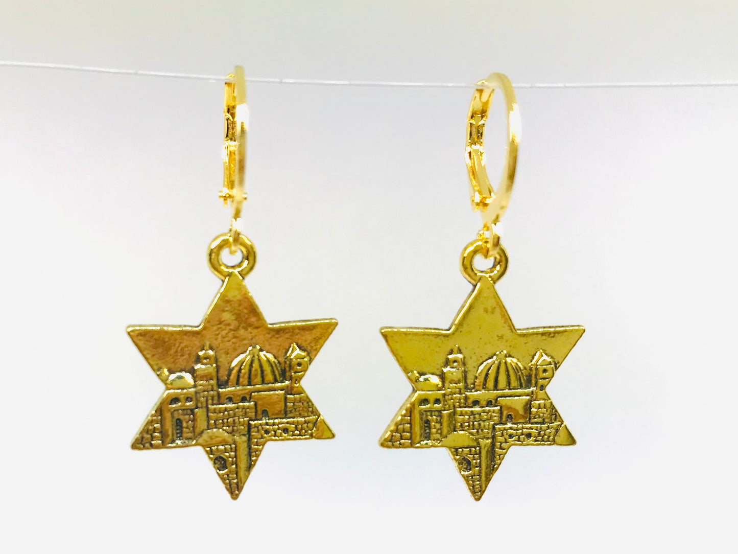 Gold Jerusalem Huggies Earrings