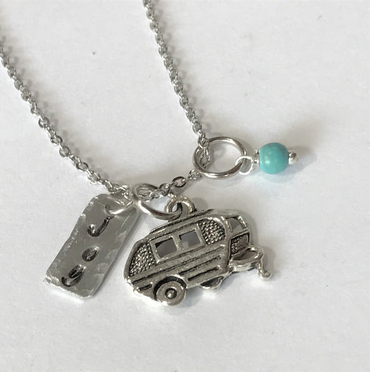 Happy Camper Charm Necklace - Camping Jewelry
