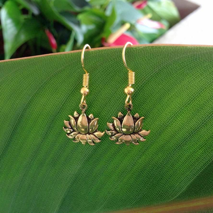 Gold Lotus charm Earrings
