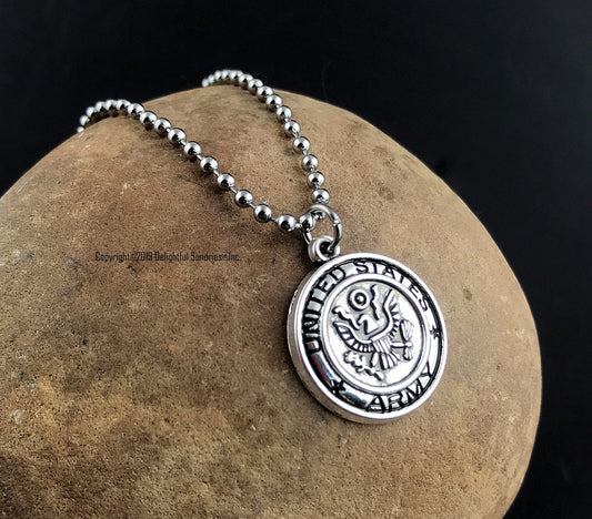 Military Necklace, US Army Charm Necklace, Military Jewelry