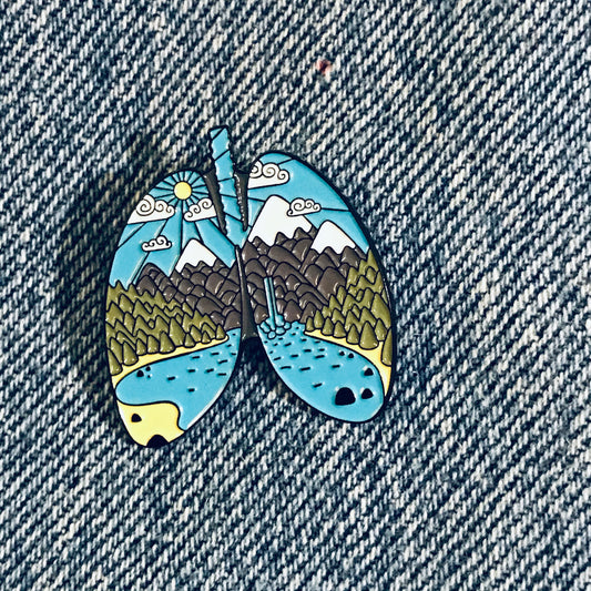 Mountain Forest River outdoor Lung Enamel Pin